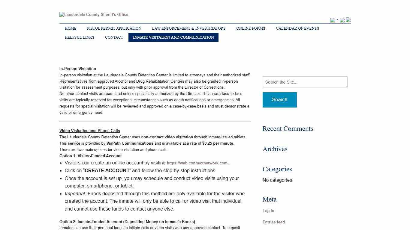 Inmate Visitation and Communication - Lauderdale County Sheriff's Office